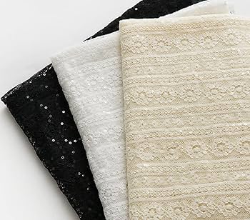 Amazon | レース生地 白 黒 クリーム色 生地レース 刺繍レース